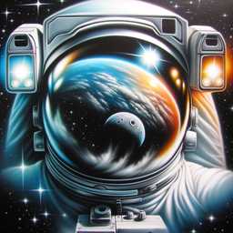 an astronaut, airbrush painting generated by DALL·E 2
